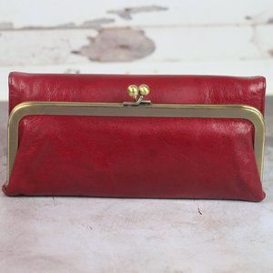HOBO RACHEL Leather Trifold Wallet Wine RED